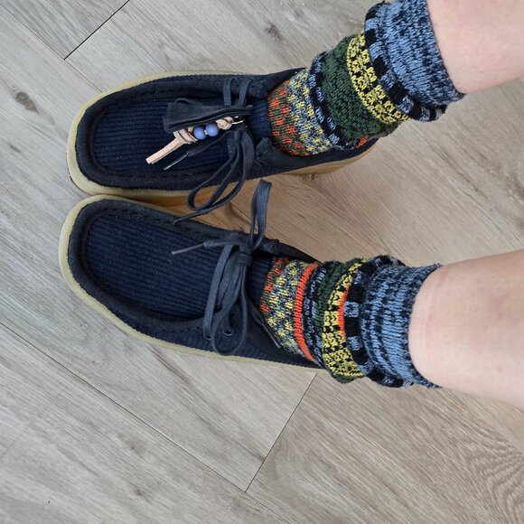 Clarks Originals | Wallabee Cup navy corduroy gumsole platform shoes | WMS 8 - Picture 1 of 11